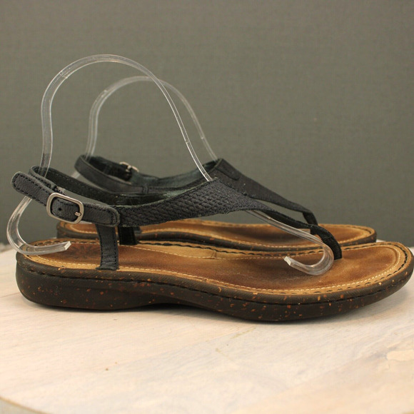 UGG Shoes - UGG Sefina Slingback Leather Sandals Women 8 Black Thong Flats